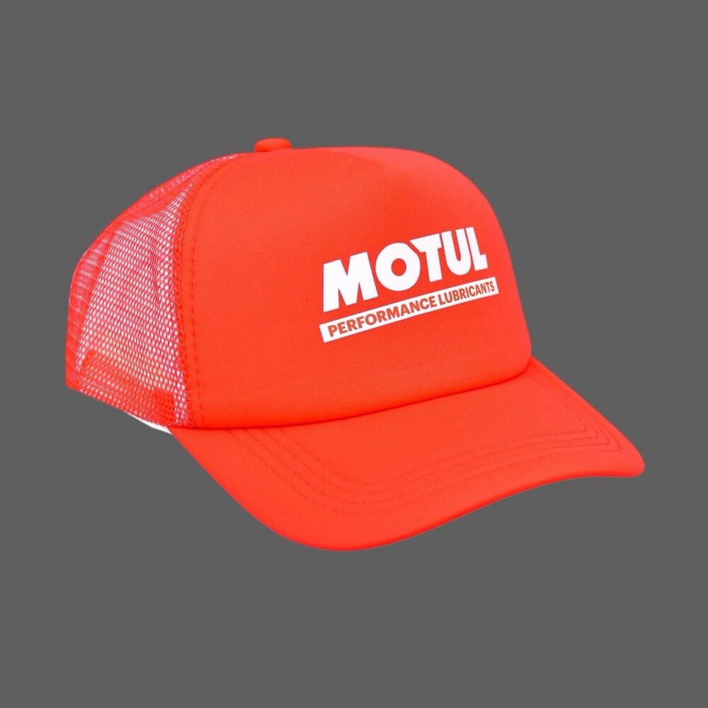 Motul Racing Performance Lubricants Flat Bill Trucker SnapBack Hat Red Mesh